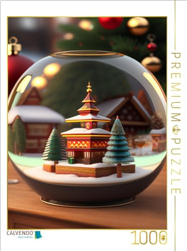 CALVENDO Puzzle EIN weihnachtliches Stillleben spiegelt Sich in Einer Kugel. | 1000 Teile Lege-Größe 64 x 48 cm Foto-Puzzle für glückliche Stunden