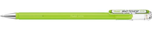 Pentel K110-VKX Mattehop Gel-Tintenroller mit hochdeckender Tinte in mattem Finish, Modell mit Kappe, 1 Stück, gelb-grün