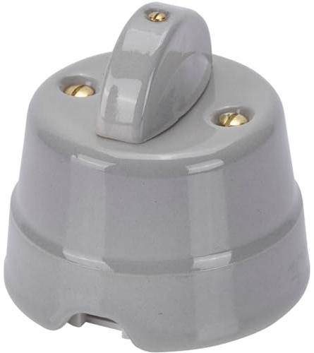 FANTON Interruttore deviatore a manopola in ceramica stile vintage colore grigio da parete 10AX 250V retrò in porcellana 84001GR