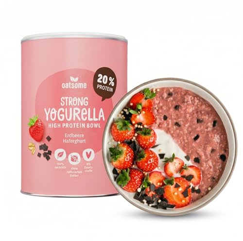 OATSOME® Strong Yogurella | High Protein Bowl Mit Erdbeere, Haferghurt & Schokochips | 12g Protein pro Portion | 100% Natürlich, Vegan & Ohne Raffinierten Zucker | Einfache Zubereitung | 400g