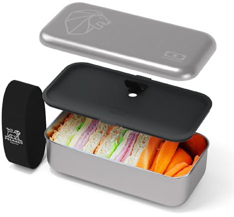 MONBENTO - Lunchbox Metal Sense Peugeot x monbento – Bentobox aus Edelstahl mit dem Bild des Peugeot-Löwen – ofen- und mikrowellengeeignet – luftdicht – wiederverwendbar, langlebig und sicher – 700 ml