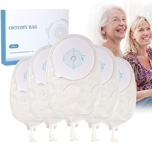MTTXY 10 Stück 45 Mm Einteilige Urostomiebeutel, Auslaufsichere, Entleerbare Stomabeutel für Die Kolostomie-Ileostomie-Stomapflege, Anti-Rückfluss-Design