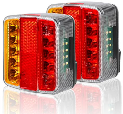 Yuanjoy 2 Stück Pack Rückleuchten Anhänger, 12V Wasserdichte Anhängerbeleuchtung Rücklicht Universal Heckleuchten, mit Nummernschildbeleuchtung, Rückstrahler, E-Prüfzeichen Zertifizierung