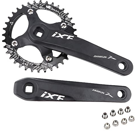AHKALVTE 170 mm Fahrrad Kurbelgarnitur 1fach Vierkant Loch Aluminiumlegierung Fahrrad Kurbel mit 32T 34T 36T 38T 104 BCD Kettenblatt für MTB Mountainbike (36T)