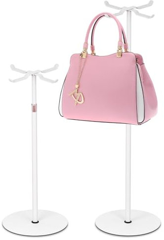 Mordx 2 Stücke Handtaschen Display Ständer, Taschenständer Aus Metall, Zum Aufhängen mit Vier Haken, Verstellbare Displayständer, Rucksack Crossbody Stützrahmen, Haken Organizer (Weiß/2 Stücke)