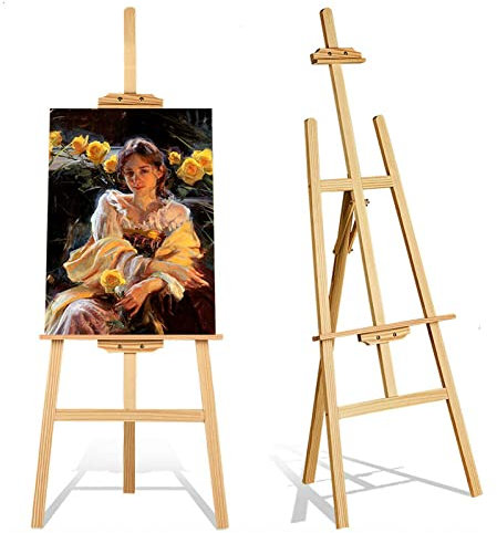 Chevalet d'artiste en Bois de 150cm - Chevalet Peinture d’Artiste Hauteur Réglable - Cadre Réglable en Bois- Surface lisse - Support de peinture pour peinture, croquis, présentation, mariage