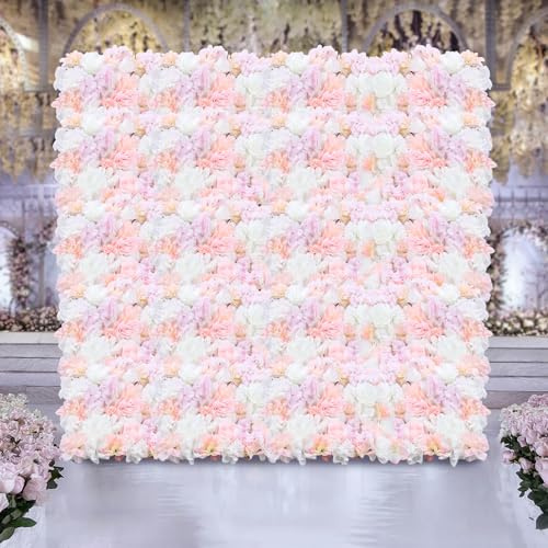 DAOHHFO Mur de fleurs artificielles × 20 pièces, 40 × 60 cm, panneau mural pour mariage, mur de roses, mur de roses romantiques, fleurs artificielles, colonne, mur, pour chambre de mariage, décoration