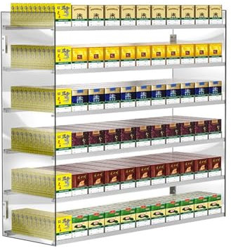 Suixtil Zigarettenregal Lagerung Display Rack, automatische Zigarettenetui Pusher Rack, Einzelhandel Wand/Theke Acryl Zigarettenständer(61.5x28.4x24.5cm)