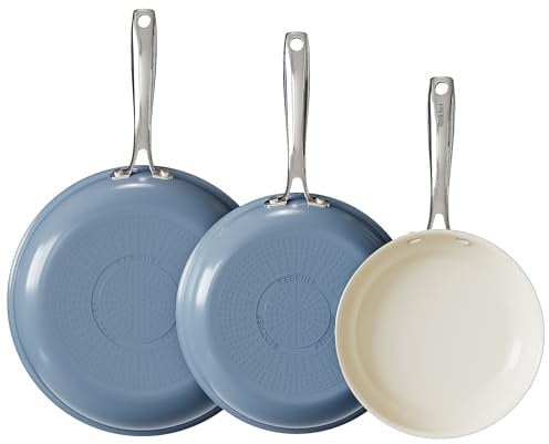 Redchef Juego de sartenes con revestimiento cerámico para inducción, antiadherente, 20/24/28 cm para todo tipo de cocinas, sin PTFE, sin PFAS, sin PFOA, aptas para inducción, horno, lavavajillas (azul