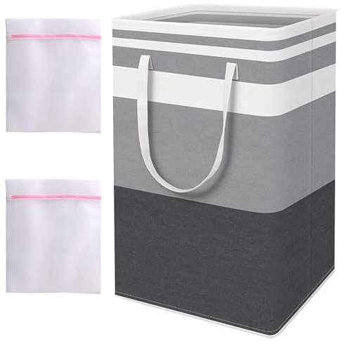 BORISCA Cesta Ropa Sucia Plegable con 2 Bolsa Lavadoras, Bolsa Ropa Sucia Impermeable Tela Cesta Ropa Plegable, Gran Capacidad 75 L Cesto Ropa Adecuado para Lavadero, Dormitorio Almacenamiento