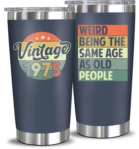 NewEleven 50th Birthday Gifts for Men Women - 1975 50th Birthday Decorations for Him Her - Present for Men Women Turning 50 Year Old Gifts for Mom, Dad, Wife, Husband - 20 Oz Tumbler