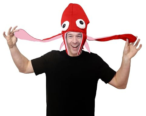 Komonee Squid Hat Red Under The Sea Animal Headwear Fun Novelty Costume Novelty Halloween Fancy Dress