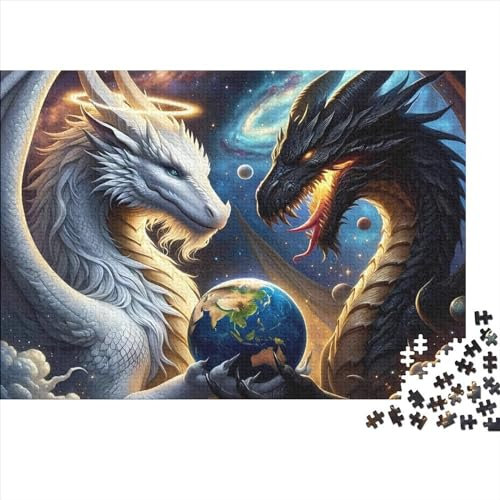 Puzzle für Erwachsene 1000 Teile Yin Yang Drache Holzpuzzle für Erwachsene und Teenager Heimdekoration Puzzlespielzeug 1000 Teile (75x50cm)