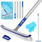 BNGXR Brosse de Nettoyage pour Piscine de 43 cm, Brosse Piscine en avec Barre en Aluminium Réglable, avec Gants et Brosse éponge, pour Nettoyer Le Fond et Les Parois de la Piscine et Sols sans Effort