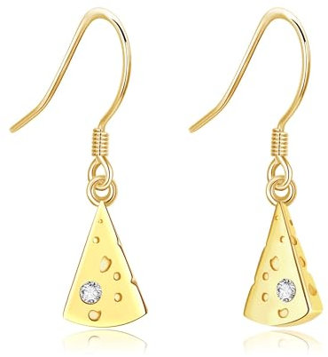 Käse Ohrringe 925 Sterling Silber Käse Hänge Ohrringe Lebensmittel Ohrringe Baumelnde Käse Schmuck Geschenke für Frauen Mädchen