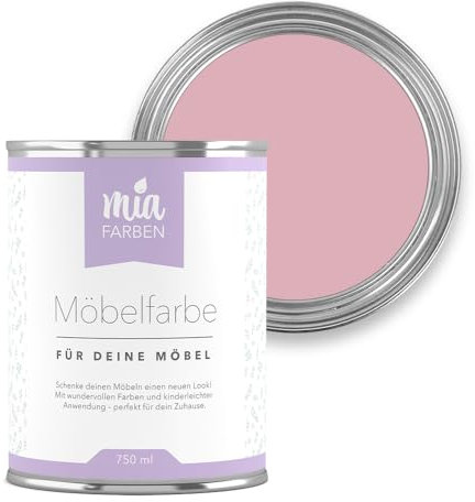 miafarben Möbelfarbe für Holz 750ml, Kreidefarbe, Möbellack ohne schleifen, Kreidelack (Liebliche Erdbeercreme)