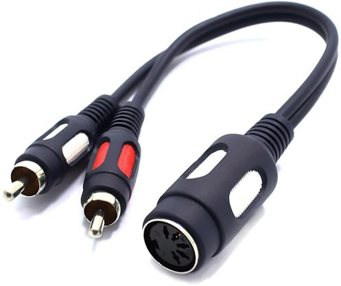 VITALCO DIN Cinch Audio Adapter DIN 5 Pol Buchse auf 2X RCA Dual Cinch Stecker Männlich auf Weiblich 5-Polig 5 Poliger
