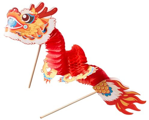 HEMOTON 1 Satz Drachenspielzeug aus Papier Bausatz Dekoration Zubehör chinesisch neujahr für neues jahr DIY handgemachtes handwerk Bastelbedarf hölzern rot
