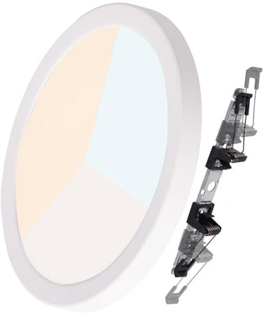 Alpinaluz Plafón LED Blanco Redondo 18W Ø225mm – Empotrable o de Superficie con Agujero Ajustable Ø65-200mm – IP44 Ultra Fino 17mm –CCT Regulable 3000K/4000K/6000K para Baño, Cocina, Pasillo