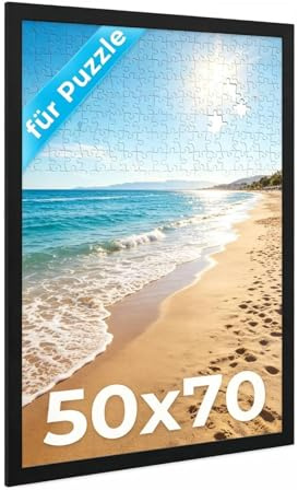 2 Stück Bilderrahmen 50x70 mit bruchsicherem Acrylglas,Bilderrahmen 50x70 Schwarz für Fotos,Poster,holzholzrahmen aus MDF,Puzzle rahmen 1000-1500 teile,Minimalistisch Wand Rahmen,Moderner Fotorahmen