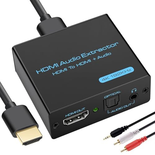 HDMI Audio Extractor 4K x 2K@30Hz HDMI to Optical SPDIF Toslink + 3.5mm AUX Stereo Splitter Lossless Sound Support DTS-HD/Dolby AC3, for HDTV/Projector/PS4/Xbox