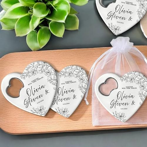 Apribottiglie a forma di cuore personalizzato, bomboniere per gli ospiti – bomboniere per gli ospiti in massa, regalo di nozze (30 pezzi)