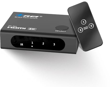 OREI Commutateur HDMI avec 4K@120Hz 4:4:4 / 8K@60Hz 4:2:0 - HDR10+, VRR, ALLM, QFT - Bande passante 48 Gbps - Switch HDMI avec télécommande - Parfait pour Les Jeux avec PS5/Xbox