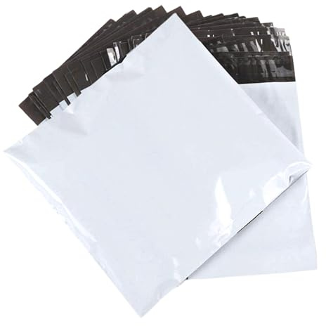 50 Weißer Versandbeutel 50x60 cm. Versandtaschen Opaque Weiße Kunststoffbeutel mit Selbstklebung, Wasserfest & Reißfest für Kleidung, Bücher, Schuhe & Pakete