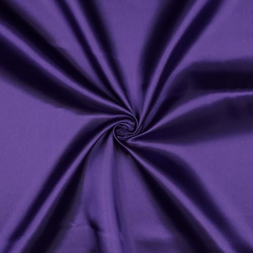 VmG-Store Satin Stoff 2m x 146cm Coupon Satinstoff Keine Meterware seidig Polyester zum Nähen glänzender Dekostoff für Kleidung Vorhänge Kostüme Damen Kleid Rock (027 Dunkellila)