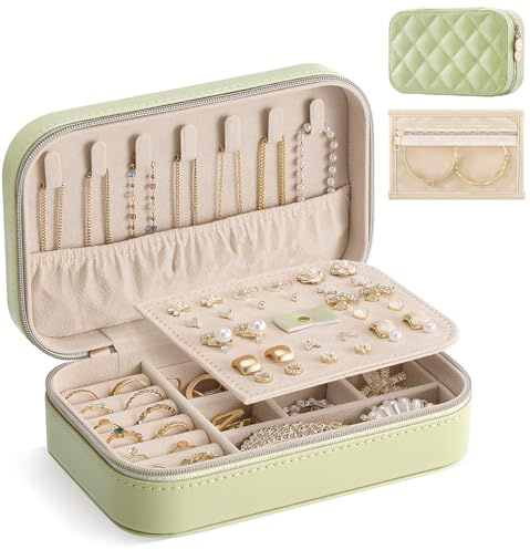 Lolalet Reise Schmuckkästchen Schmuckaufbewahrung Schmuck Reiseetui (M) | Schmuck organizer Tragbarer Schmuckorganisator mit Aufbewahrungsbeutel für Ohrringe Halsketten Armbänder Ringe