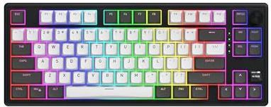 HATOR Skyfall 80 Pro Wireless Mechanische Gaming-Tastatur mit Silent Mechanical Switches, Hot-Swap, RGB, Gasket-Mount, TFT Screen, PBT, 2.4GHz/Bluetooth/USB-C, US Layout, NO German, NO French Layout