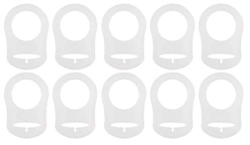 10 Stück Baby-Schnuller-Halter, weicher Silikon-Knopfring, Schnuller-Clips, praktischer Adapter, weiß