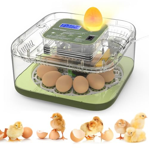 Lightasea Brutautomat Vollautomatisch,für 12 Eier,Temperatur & Feuchtigkeitskontrolle | Automatische Wendung & LED-Schierlampe,und Temperatur Monitor,Für Wachtel,Hühner,Enten,Gänseeier