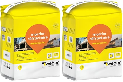 Mortier réfractaire pour le montage et l'assemblage de briques réfractaires, 5kg, WEBERCEL FEU, WEBER (Lot de 2)
