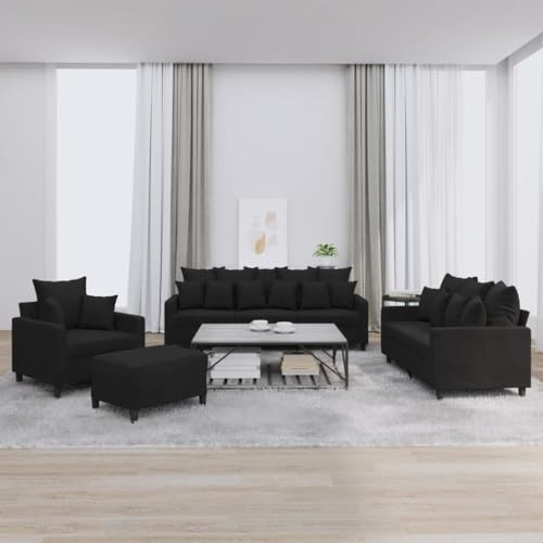 ROMHZKS Velours Sofagarnitur mit Hocker, Grau Samtstoff Wohnlandschaft, Bequemes Sitzgruppe für Wohnzimmer, Robustes Metallgestell, Plüsch Polsterung, Vielseitige Sitzbank