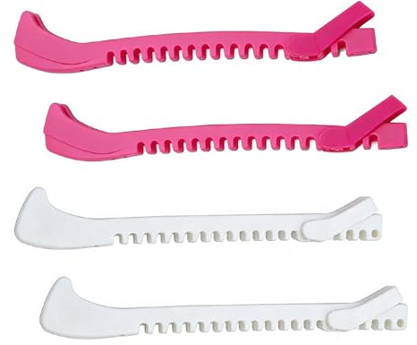 Mixxiula 2 Paire Protège Lames Patin a Glace, Protecteurs de Patins à Glace Réglables pour Adultes et Enfants, Protège Patins de Hockey pour Patins à Glace et Patinage Artistique (Rose+Blanc)