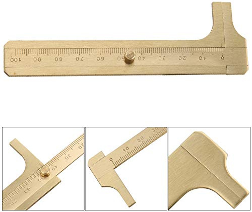 Alomejor Pied à Coulisse en Laiton, Outil de Mesure Précis de Style Rétro pour les Amateurs de Bijoux, 1 pour les Bijoutiers (Echelle unique (longueur 10cm))