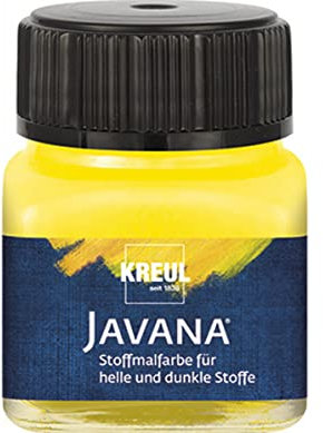 Kreul 90962-Javana Peinture Tissus clairs et foncés, 20 ml Verre Jaune, caractère pâteux, pour tamponner et Pochoir, résistant au Lavage après Fixation, Yellow