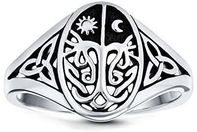 Himmlische Keltische Nacht Tag Sonne Mond Familie Wunschbaum Des Lebens Oval Siegelring Für Frauen Antik Stil .925 Sterling Silber