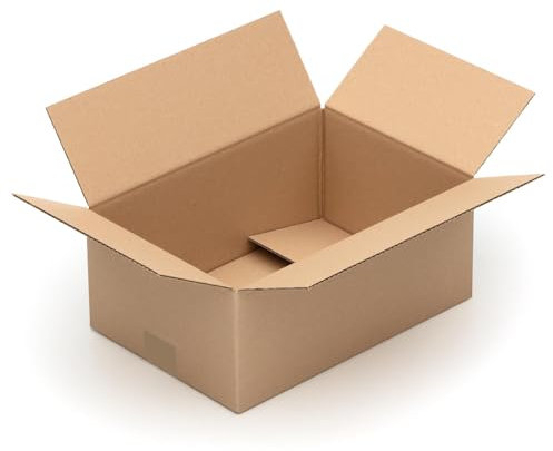 KK Verpackungen Versandkartons 350 x 240 x 150 mm Braun 1-wellig (Innenmaß 344 x 237 x 139 mm) | 25 Stück, Faltkartons Kartons für Versand als DHL Päckchen M DPD Hermes GLS Paketklasse S (KK25)