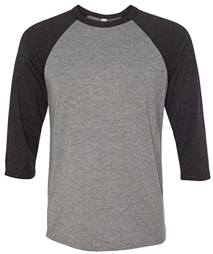 BELLA+CANVAS Unisex 3/4-Sleeve Baseball T-Shirt L DEEP Heathr/BLK