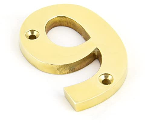 Polished Brass Numeral 9