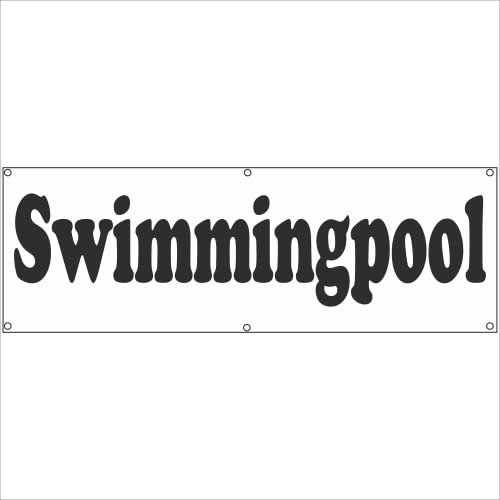Indigos UG - Plane wasserdicht Gerüstplane - p141 - Swimmingpool - Banner - 200 cm x 67 cm - Baustelle, Garten, Zaun oder Veranstaltung im Sommer - Werbeplane, Werbung