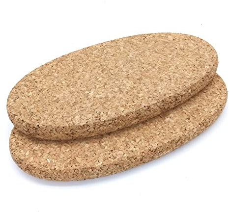 2 Stück Kork-Untersetzer (oval) für Pfanne, Glas, Topf, Bindereibedarf, 20x10 cm, 71021
