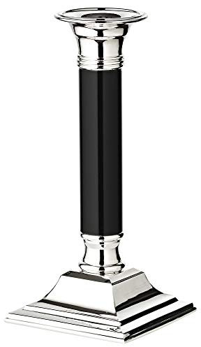 EDZARD Kerzenständer Lincoln schwarz (H 19 cm) edel versilbert - Kerzenhalter zur Tischdeko, Dekoration - Windlicht, Kerzenleuchter für Stabkerzen, Lange Kerzen in Silber, Kerzen Deko anlaufgeschützt
