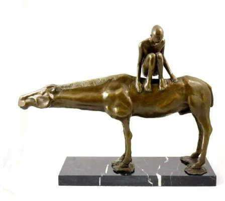Kunst & Ambiente - Moderne Bronzefigur - Auf Pferd hockender Junge - signiert - Gaston Lachaise