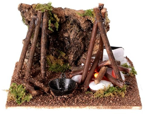 Holyart Elektrisches Lagerfeuer für Krippe 12x15x15 cm