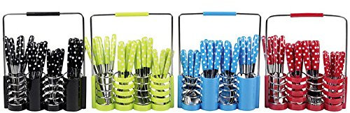 SS Alpina Set di posate & titolare, 1,5 mm, a pois, 24 pezzi (colore casuale, 1 Set)