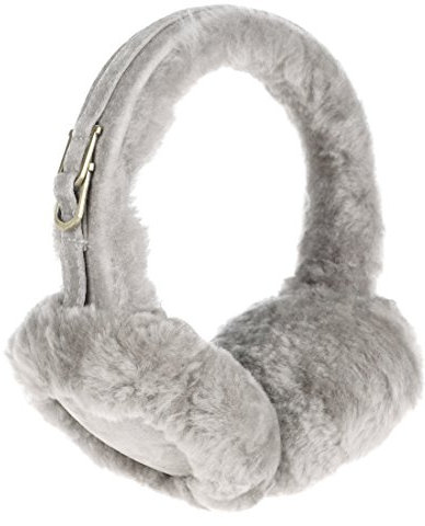 CoolChange kuschelige Ohrwärmer aus Lammfell und Rauleder | Grau