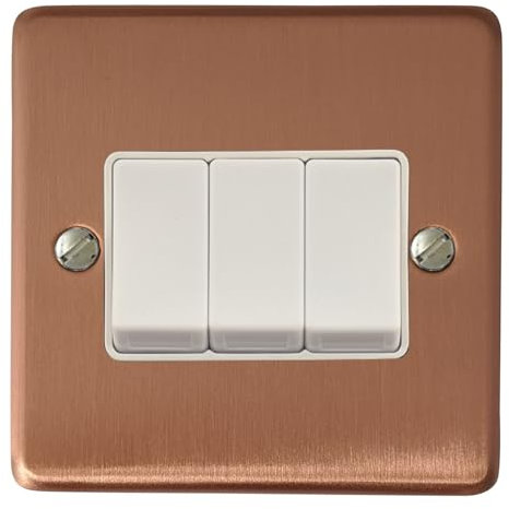 Rose Gold Light Switch (3 Gang/White Switch) - CRG3W